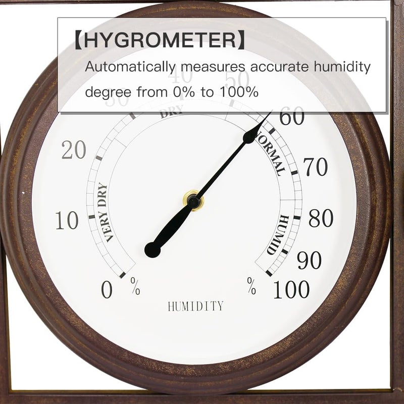 BESTIME 66285A Three-in-one Metal Wall Clock.Thermometer,Hygrometer,Weatherproof,Indoor,Outdoor,Weather Resistant.Whether Industrial,Country,Rustic. - Image 4